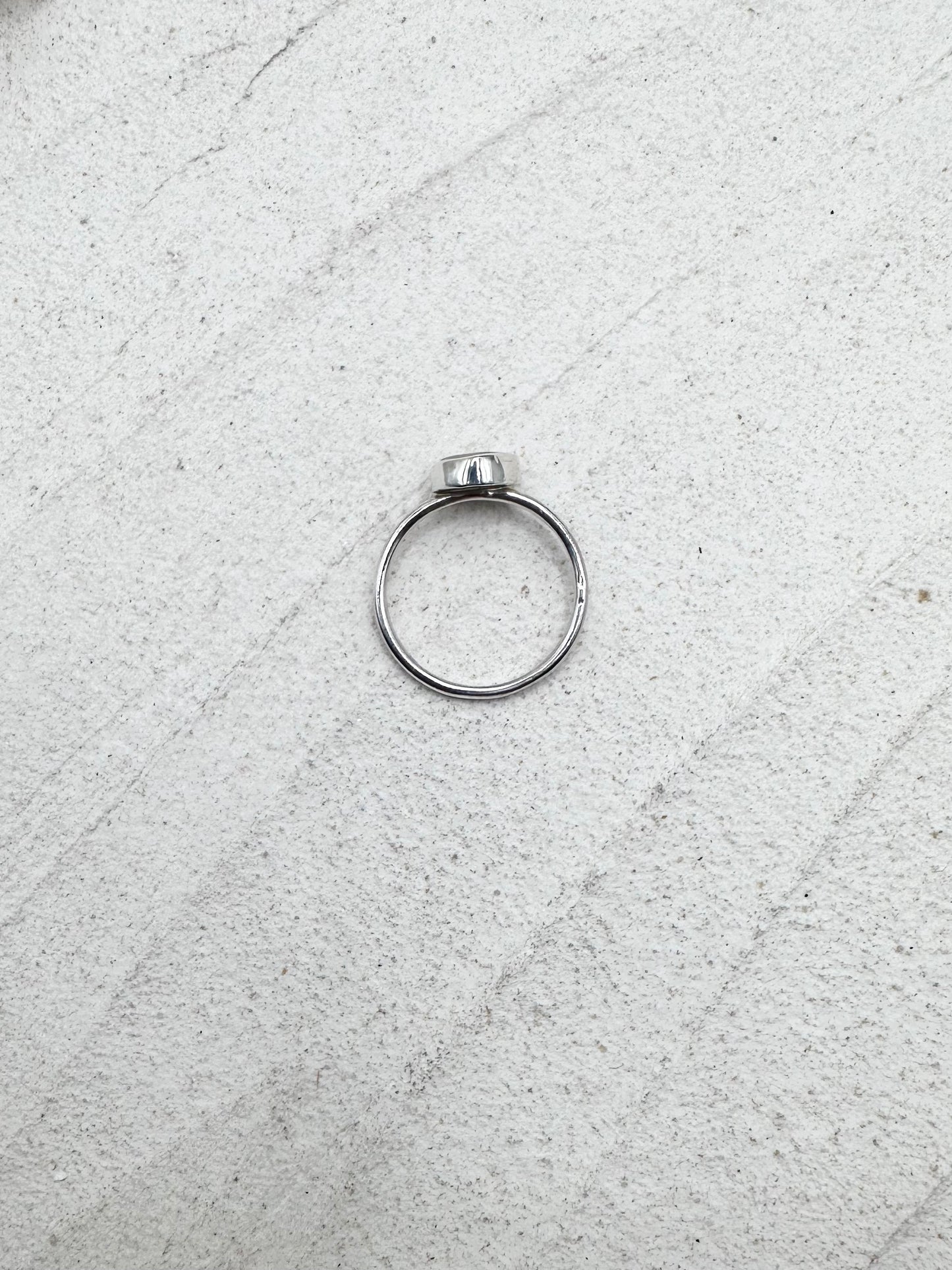 Silver Seaglass Ring in White