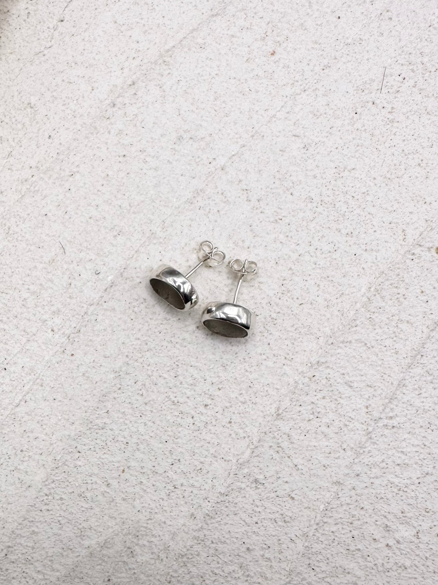 White Seaglass Studs Silver