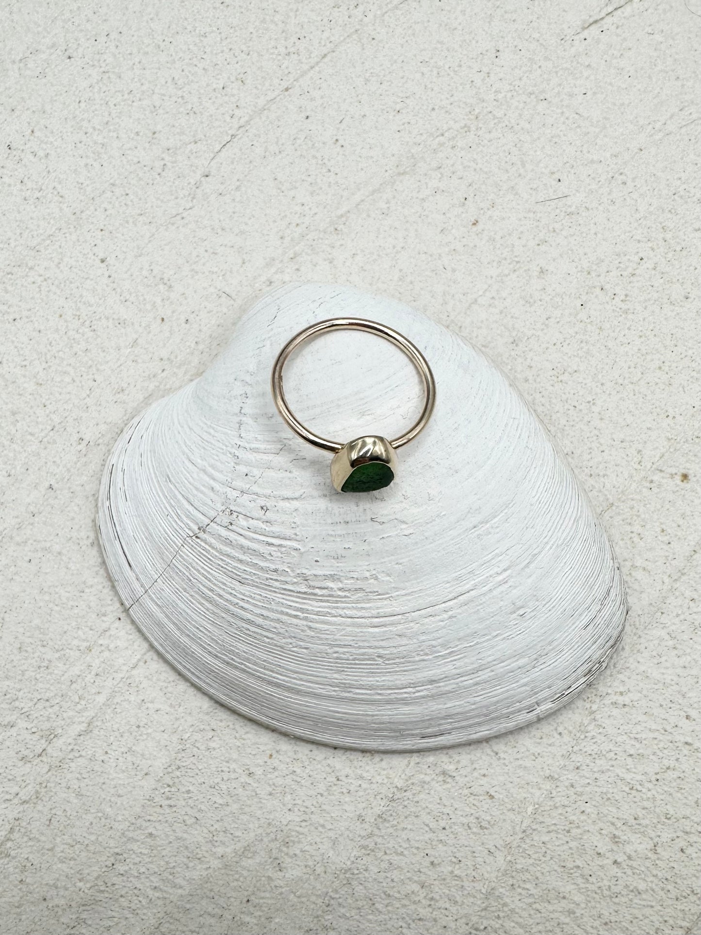 Green Seaglass Ring Gold