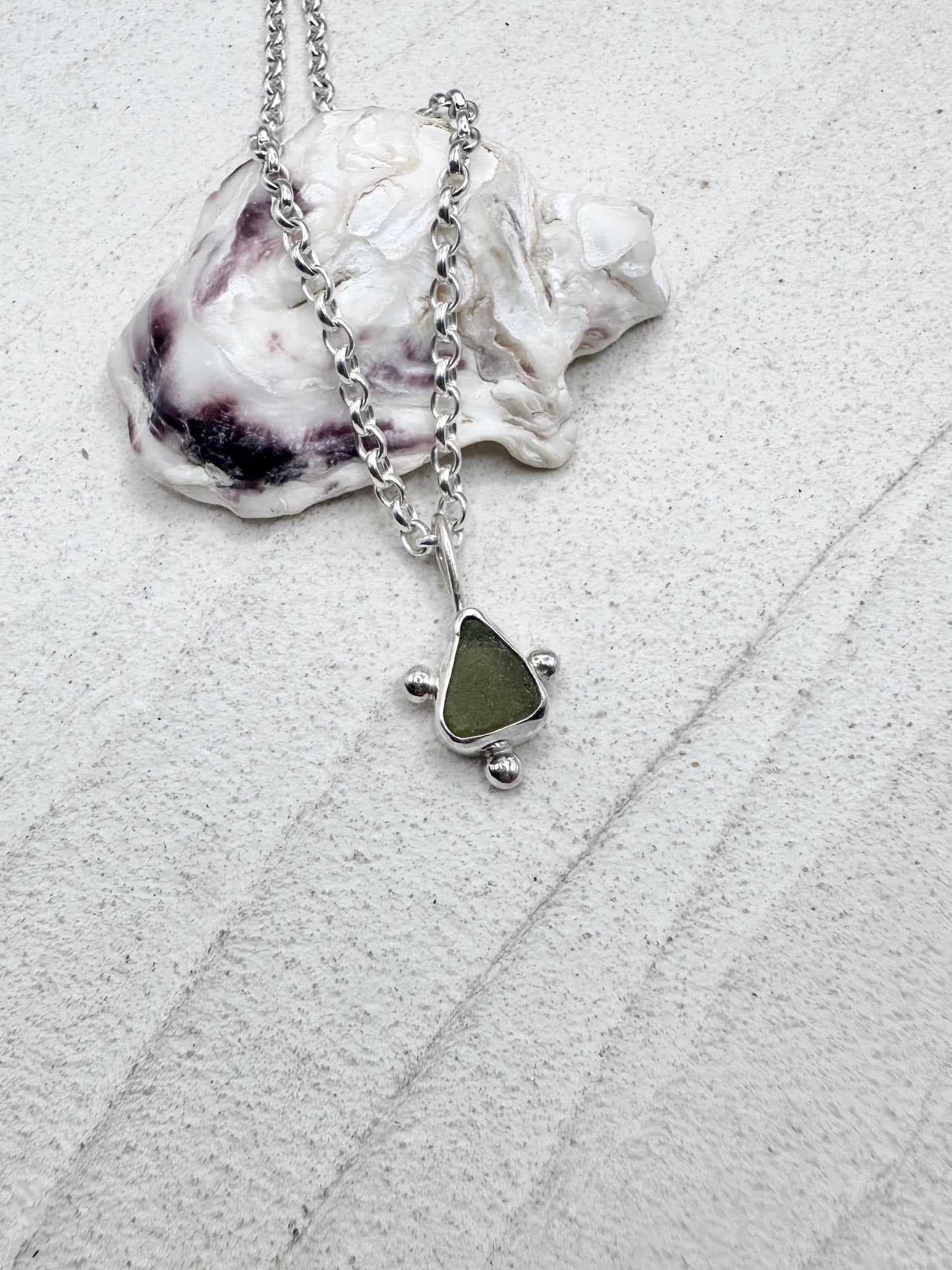 Green Sunburst Pendant Silver