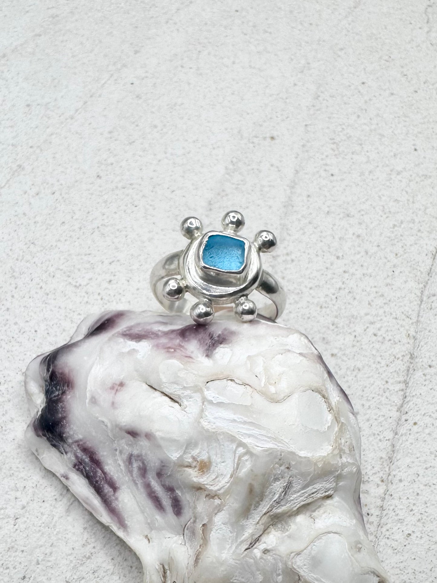 Aqua Sunseeker Ring Silver