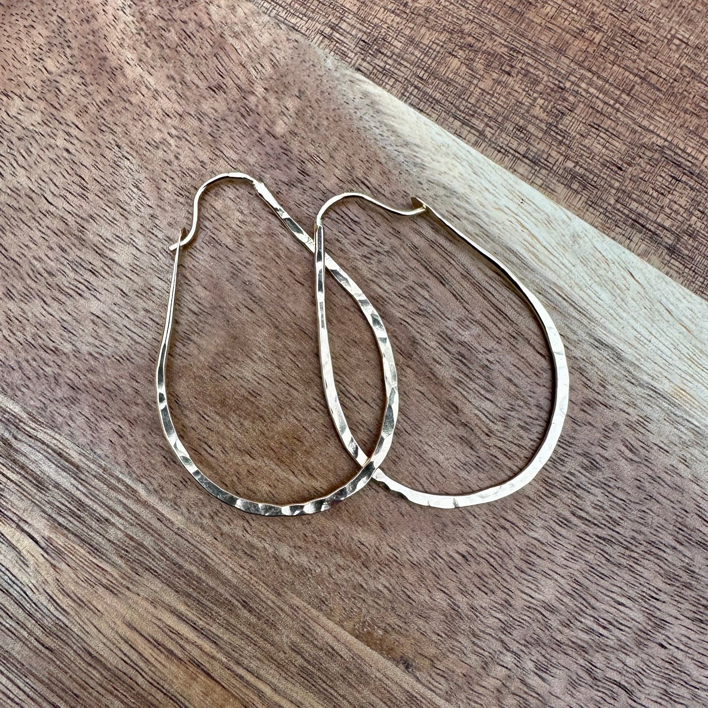 Gold Hammered Hoops Large