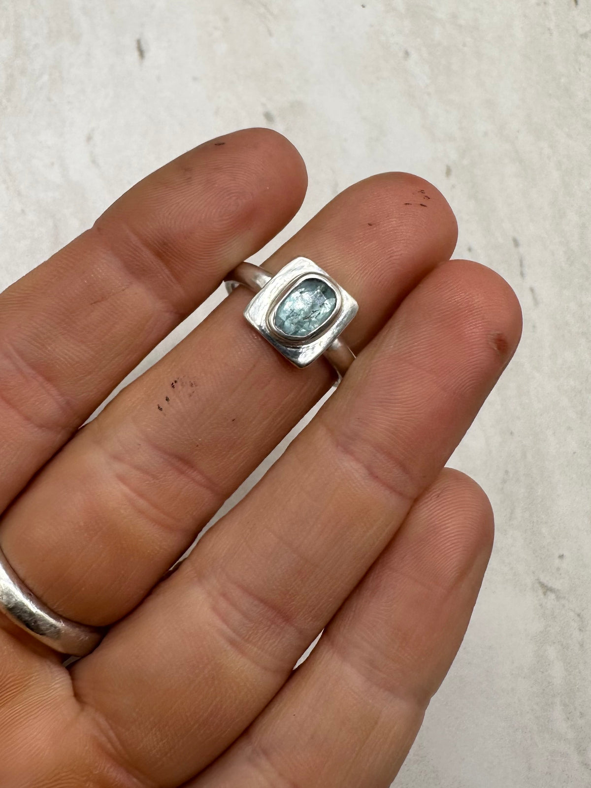Square Kyanite Ring Silver - N