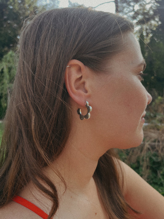 Flower Hoops Silver