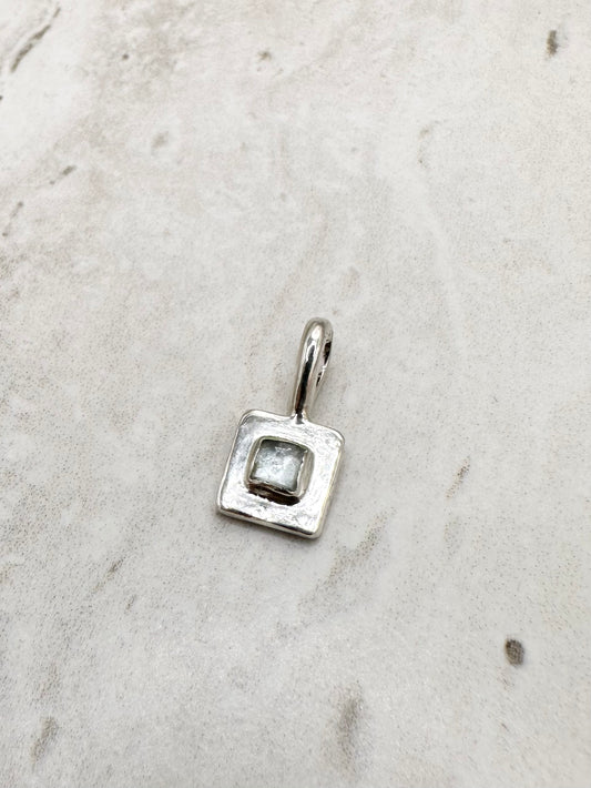 Square Aquamarine Pendant Silver