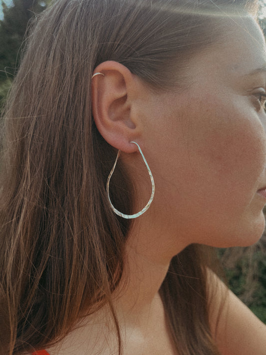 Sterling Silver Hammered Hoops