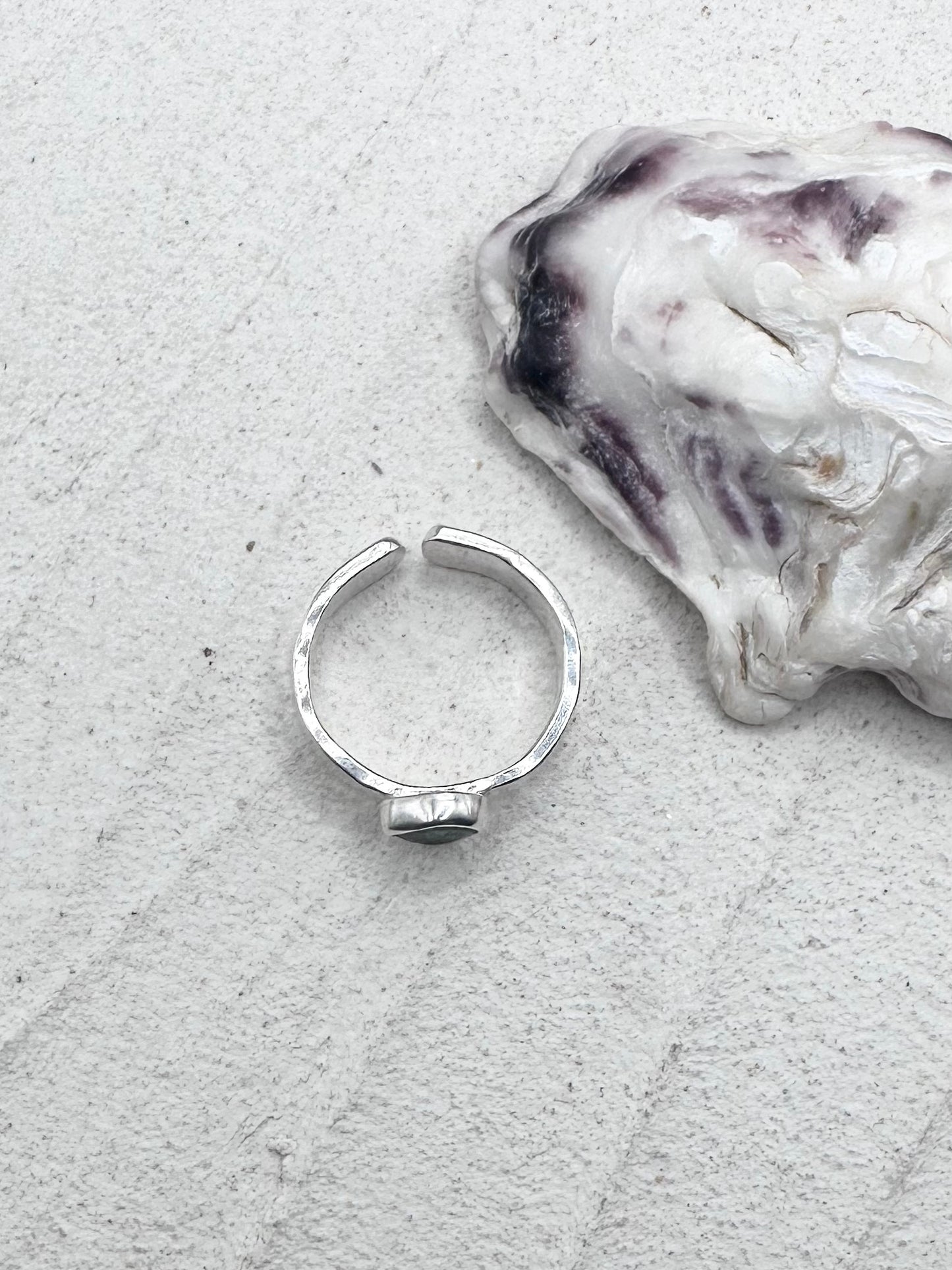 Teal Seaglass Ring Silver