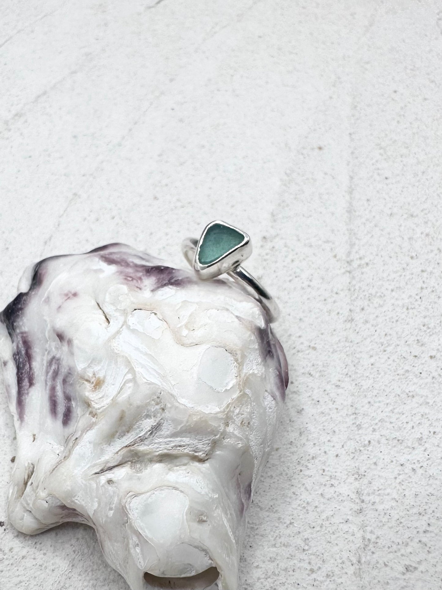 Light Blue Seaglass Ring Silver