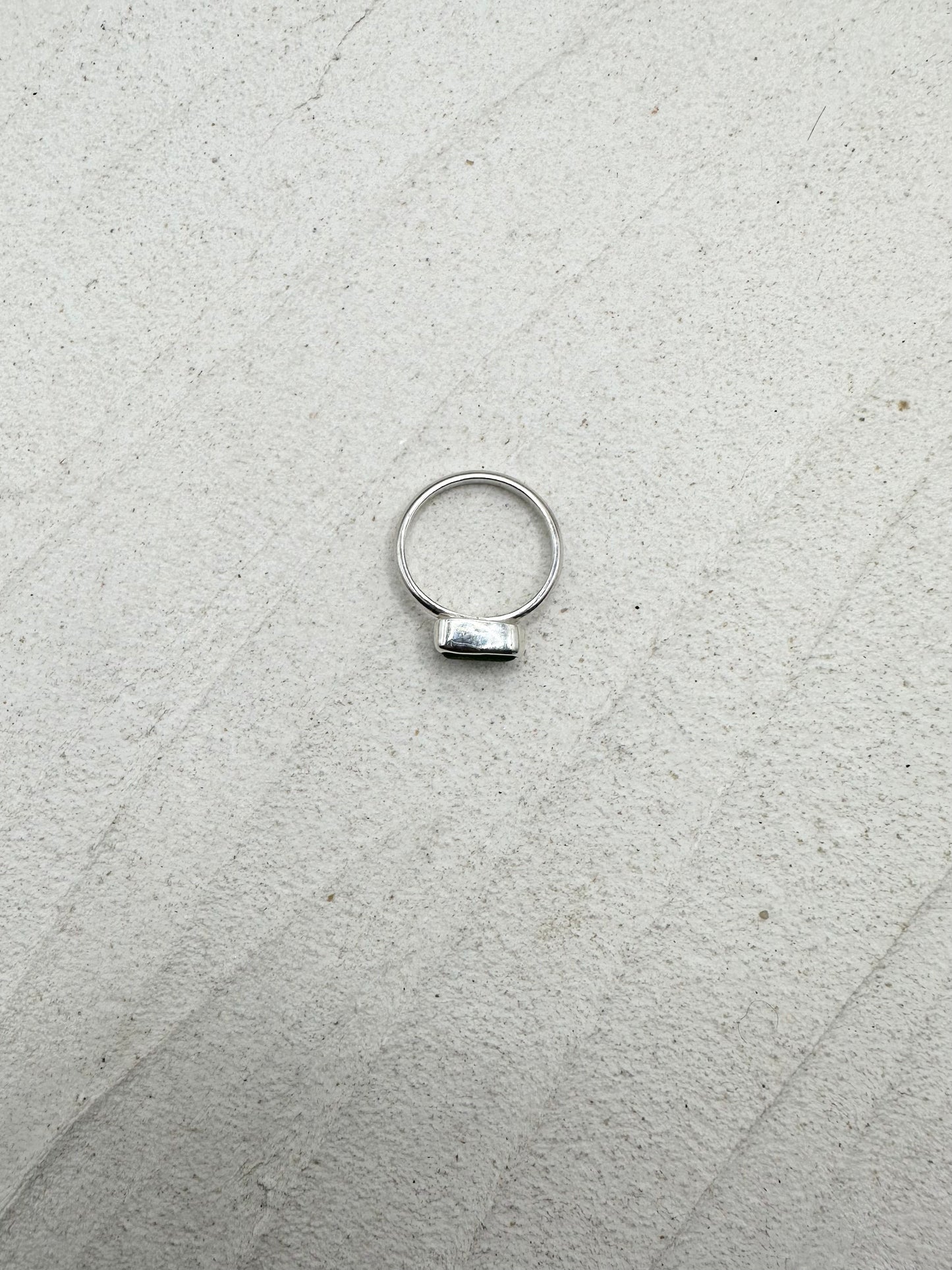 Green Seaglass Ring Silver