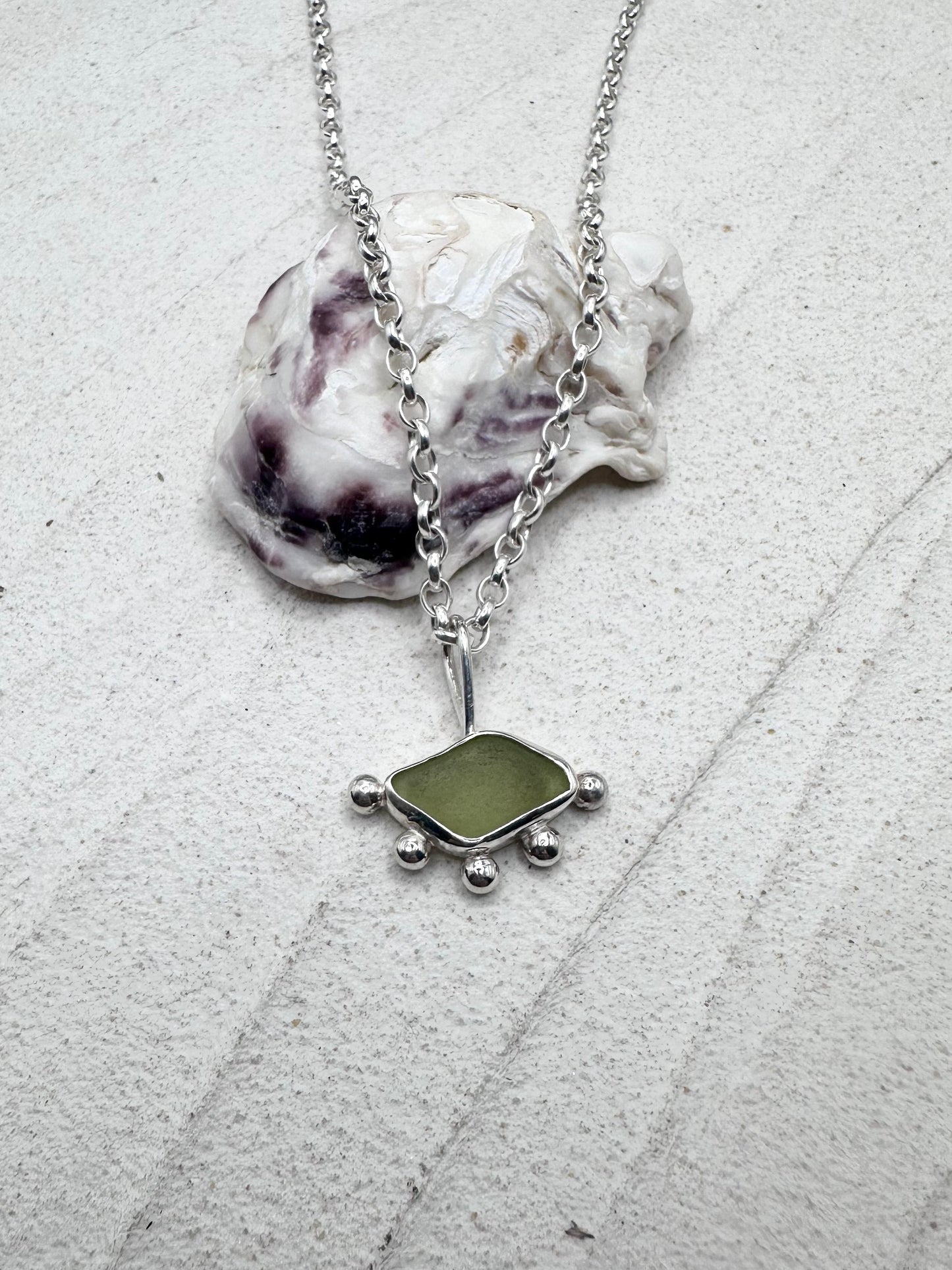 Green Sunburst Pendant Silver