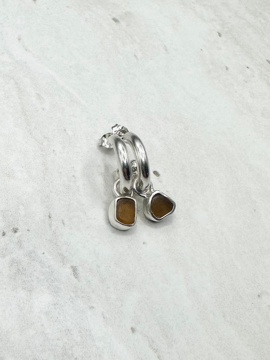Amber Seaglass Charms Silver