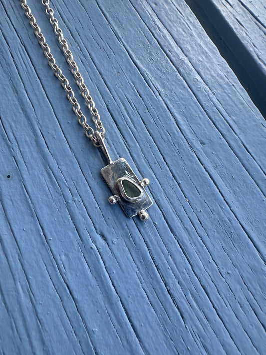 Green Wayfinder Pendant Silver