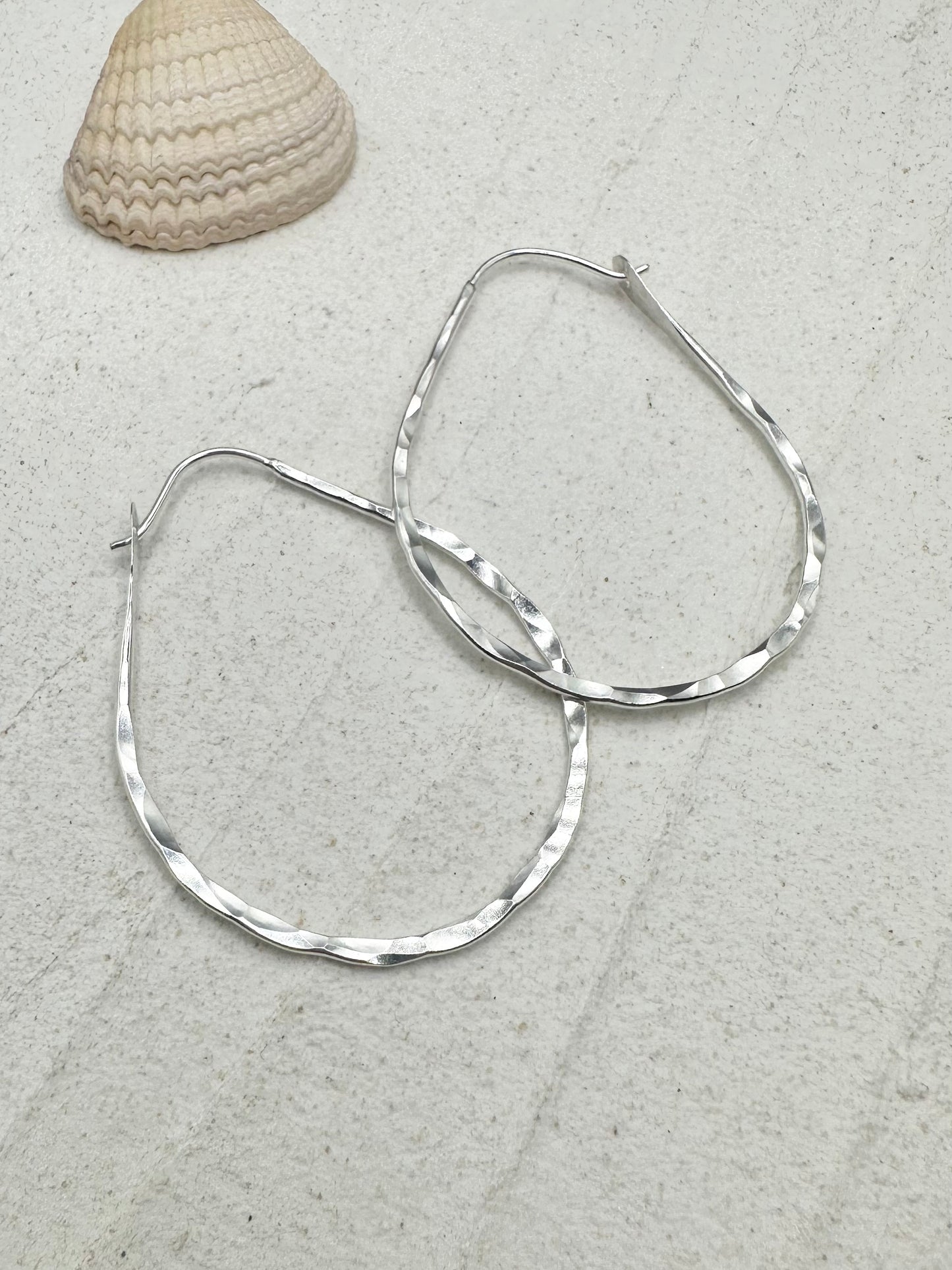 Sterling Silver Hammered Hoops