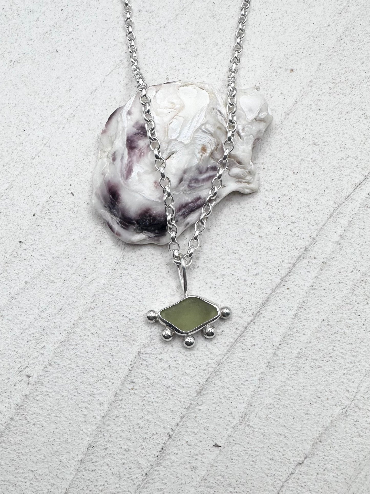 Green Sunburst Pendant Silver