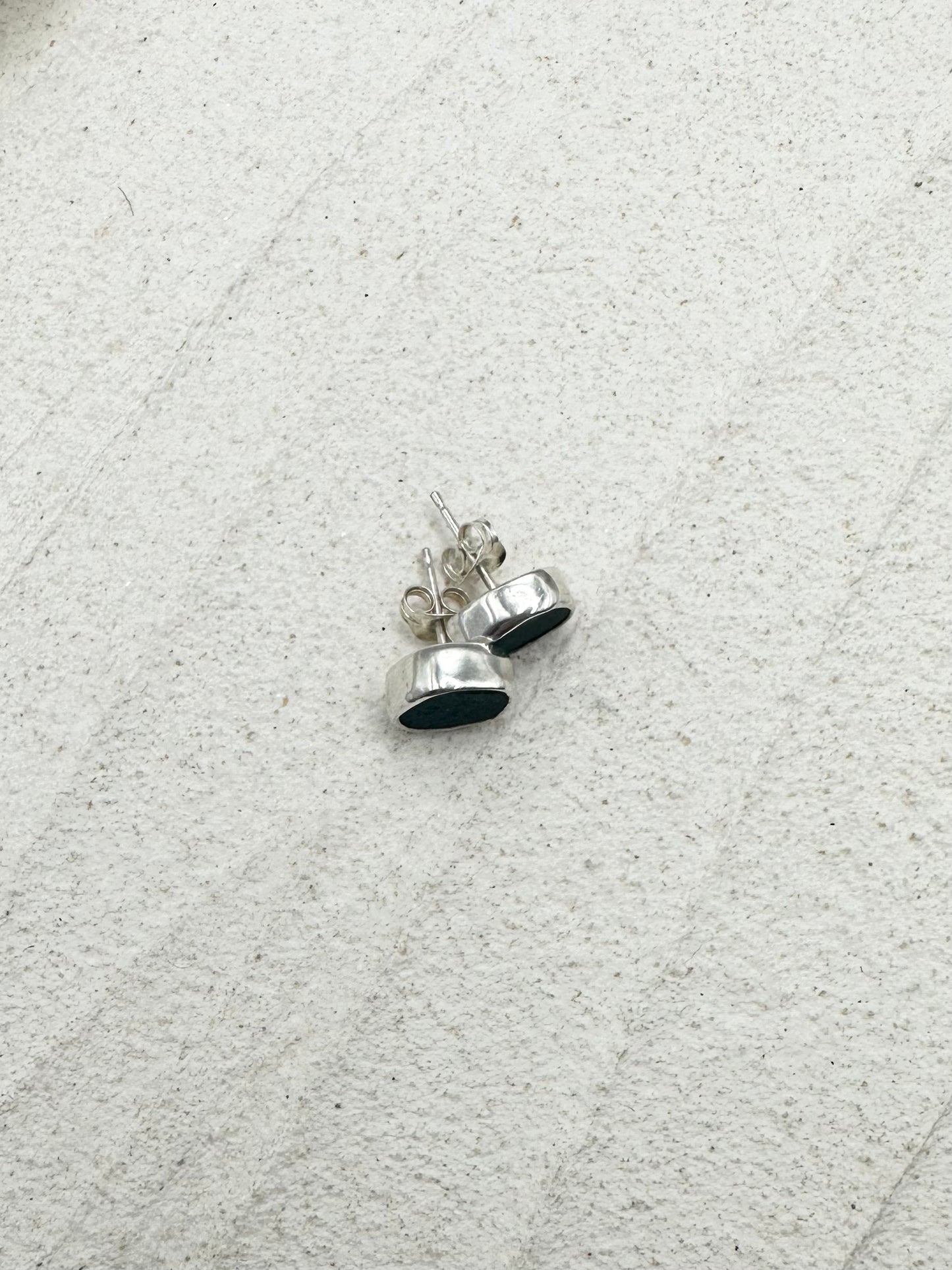 Teal Seaglass Studs in Silver