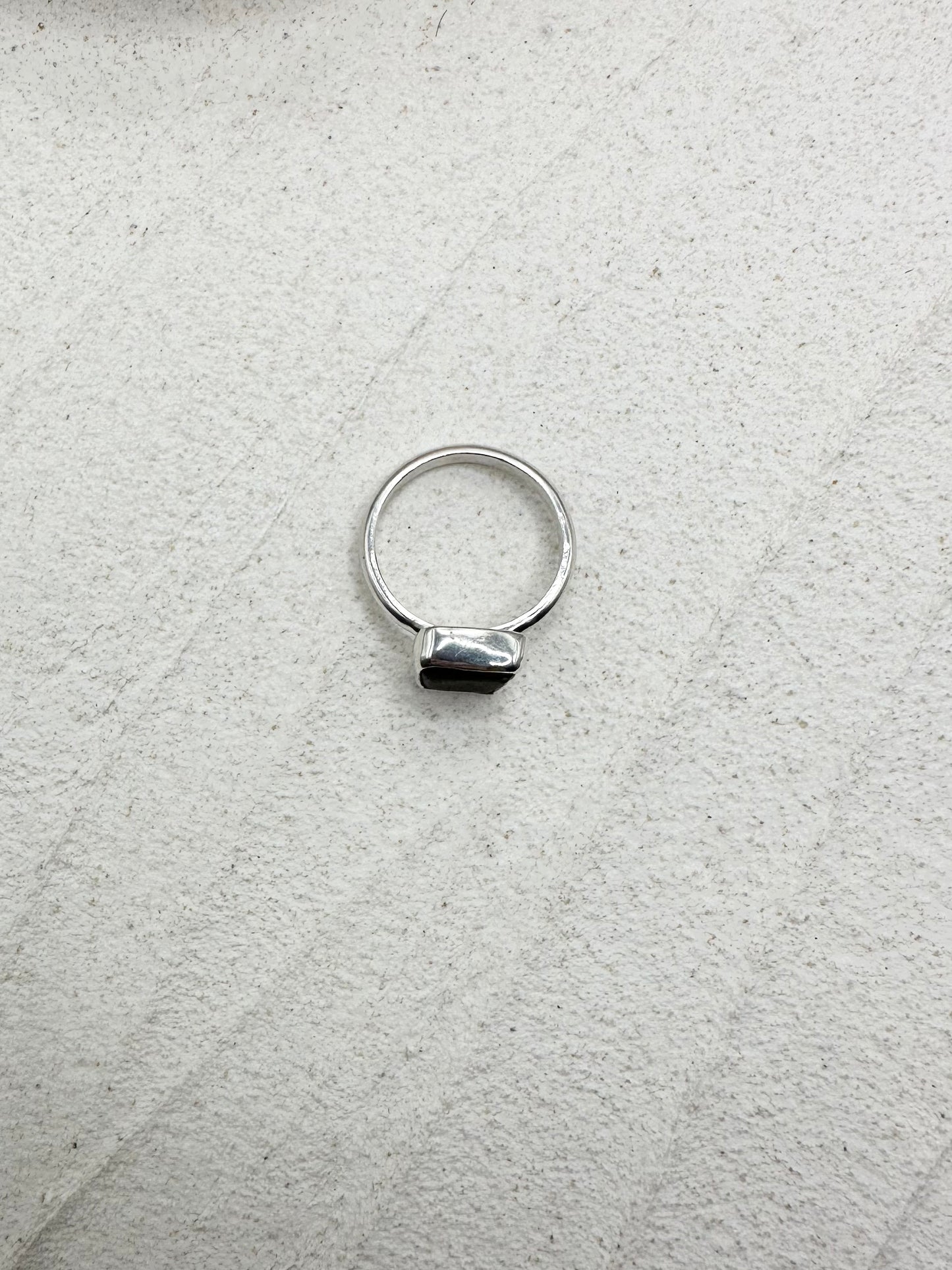 Silver Seaglass Ring in Amber