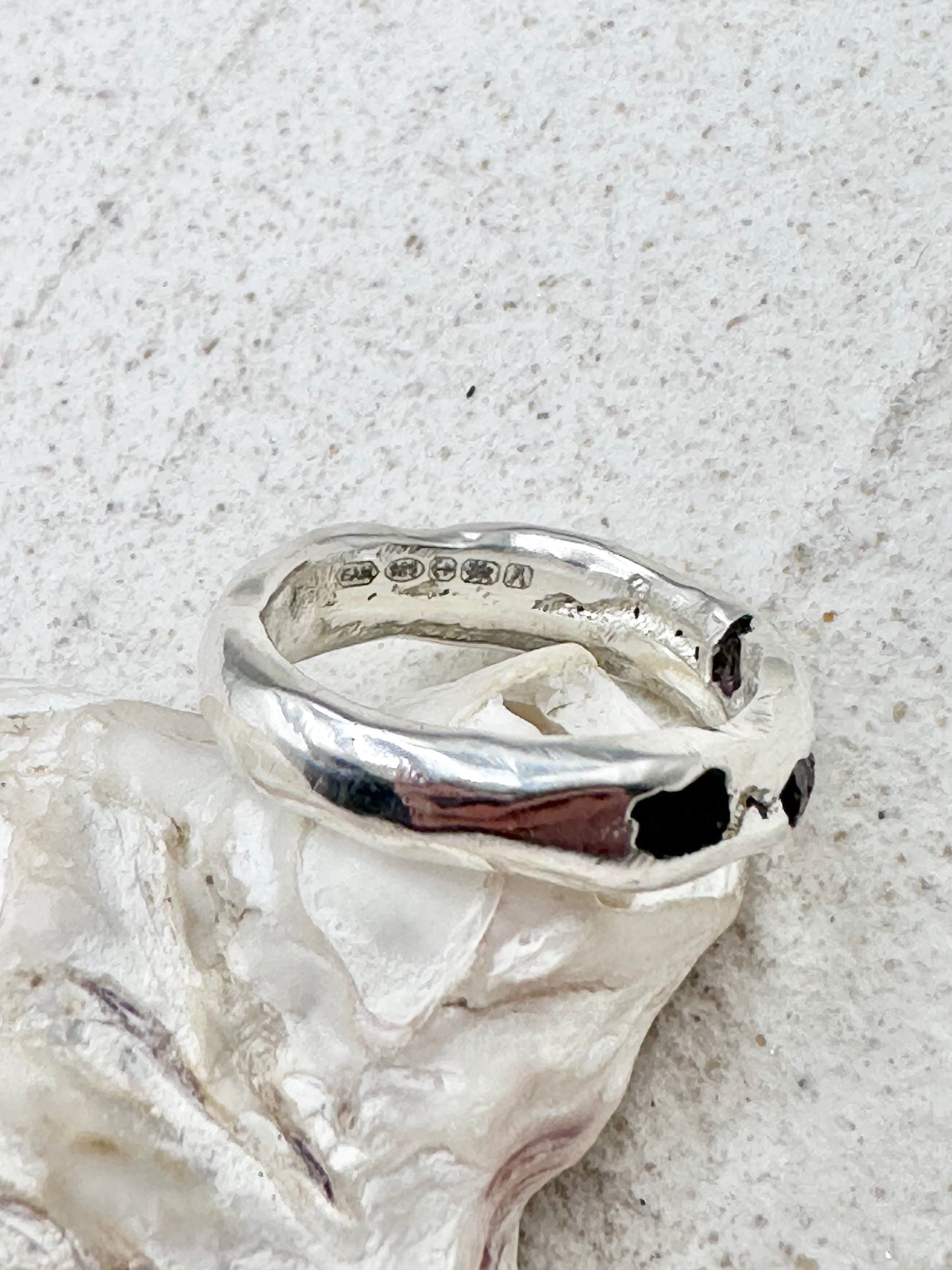 Raw Garnet Ring Silver