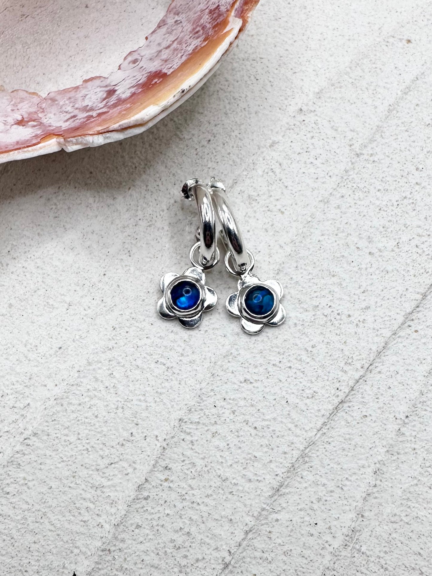Flower Charms in Blue Abalone