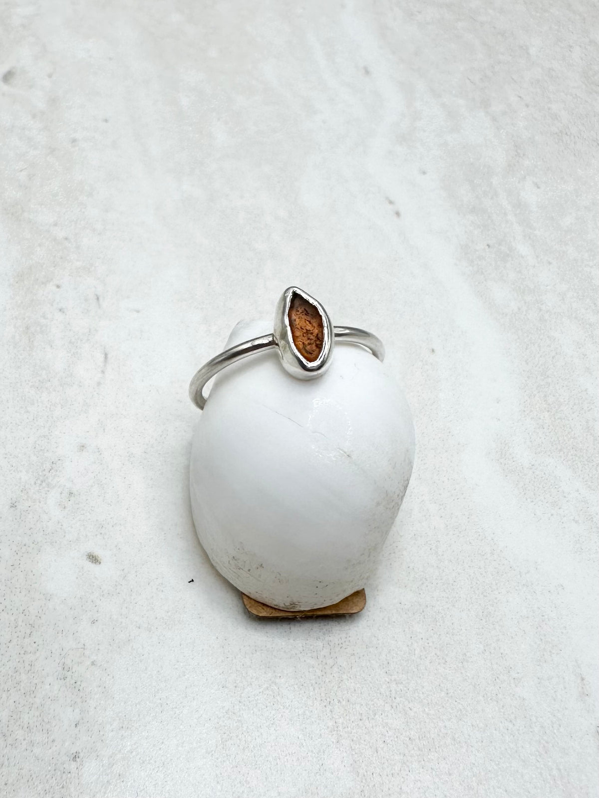 Amber Seaglass Ring Silver - N.5