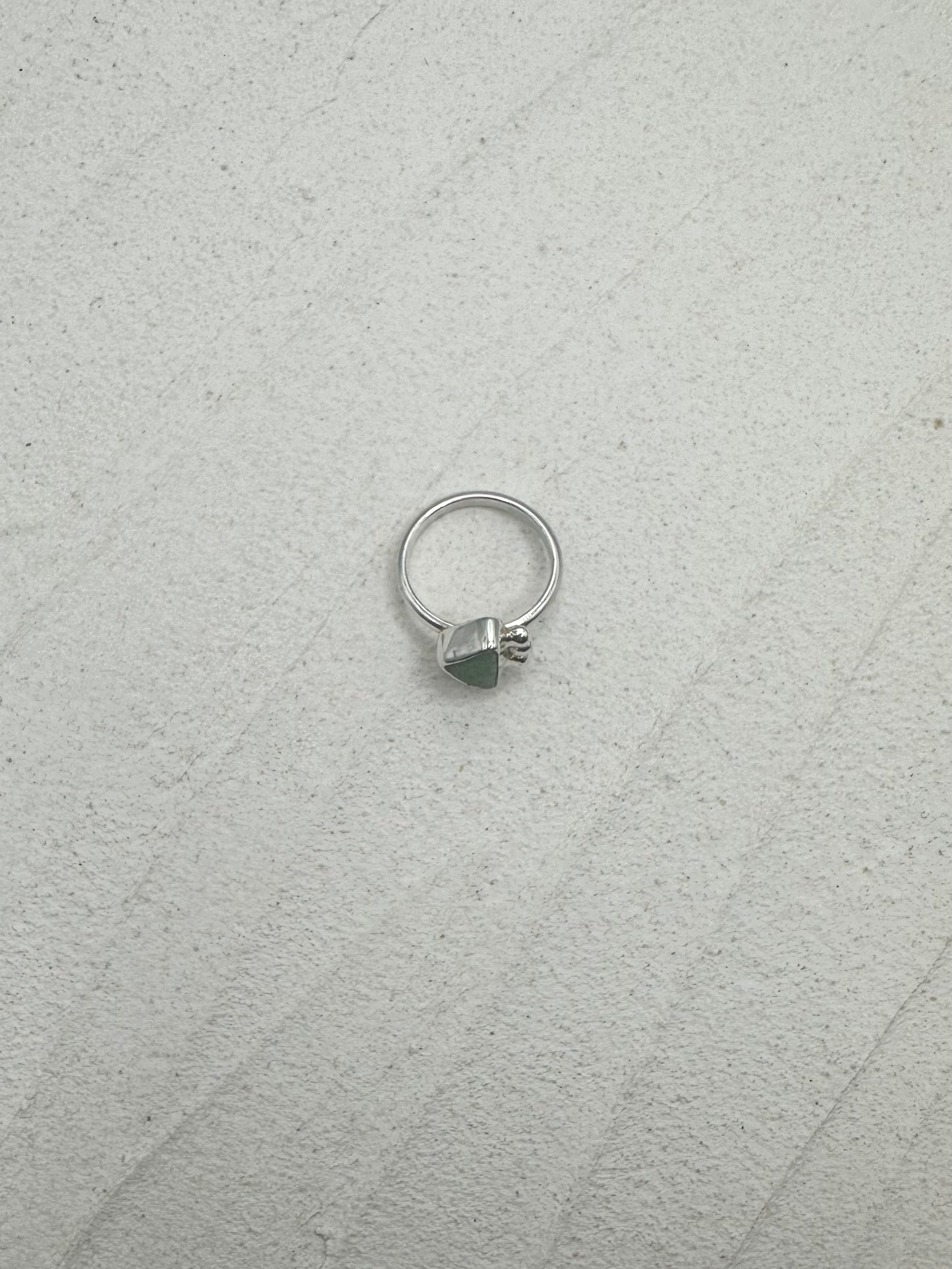Sterling Silver Seaglass Ring in Frosted Green
