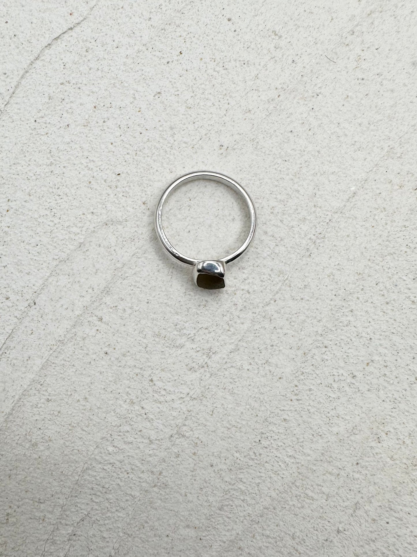 Silver Seaglass Ring in Yellow