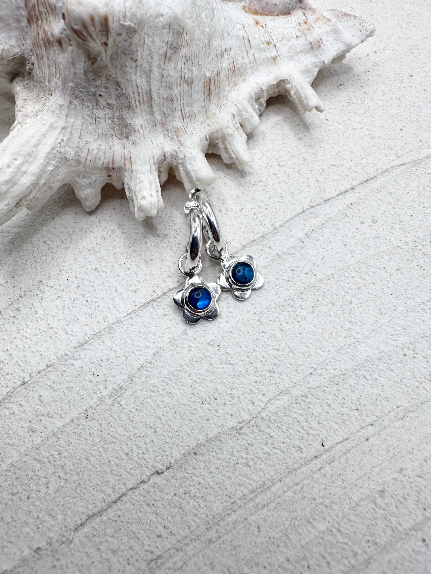 Flower Charms in Blue Abalone