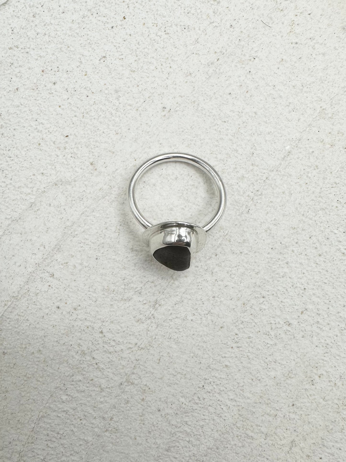 Amber Seaglass Ring Silver