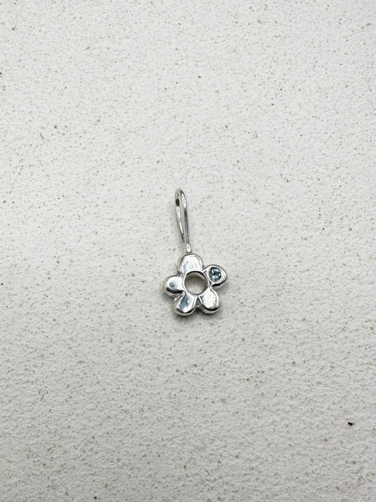 Mini Chunky Flower Pendant Silver & Sapphire