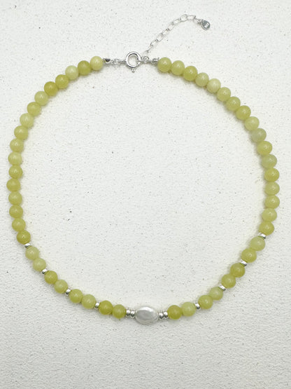 Lemon Jasper Pearl Necklace