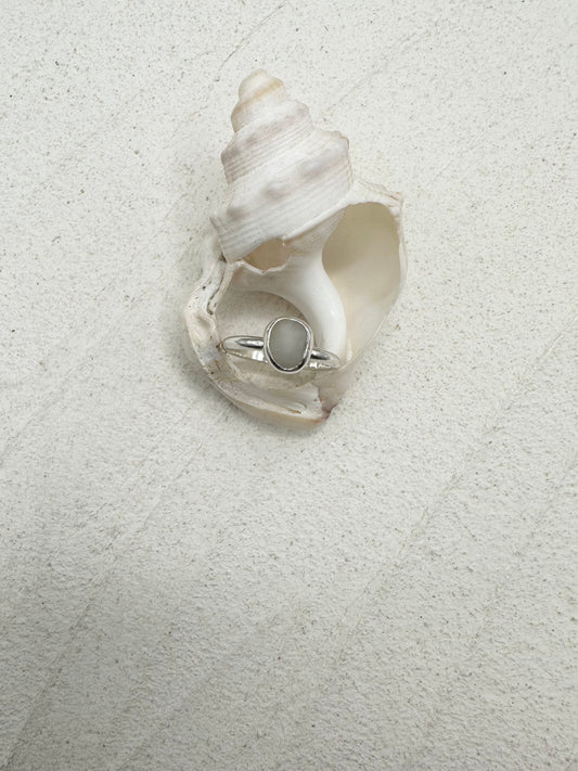 Seaglass Ring White Pebble