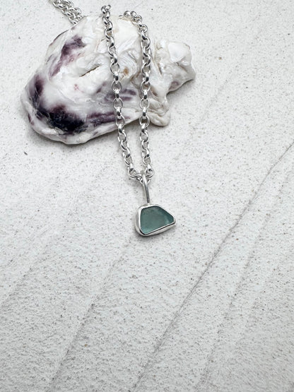 Light Blue Seaglass Pendant Silver