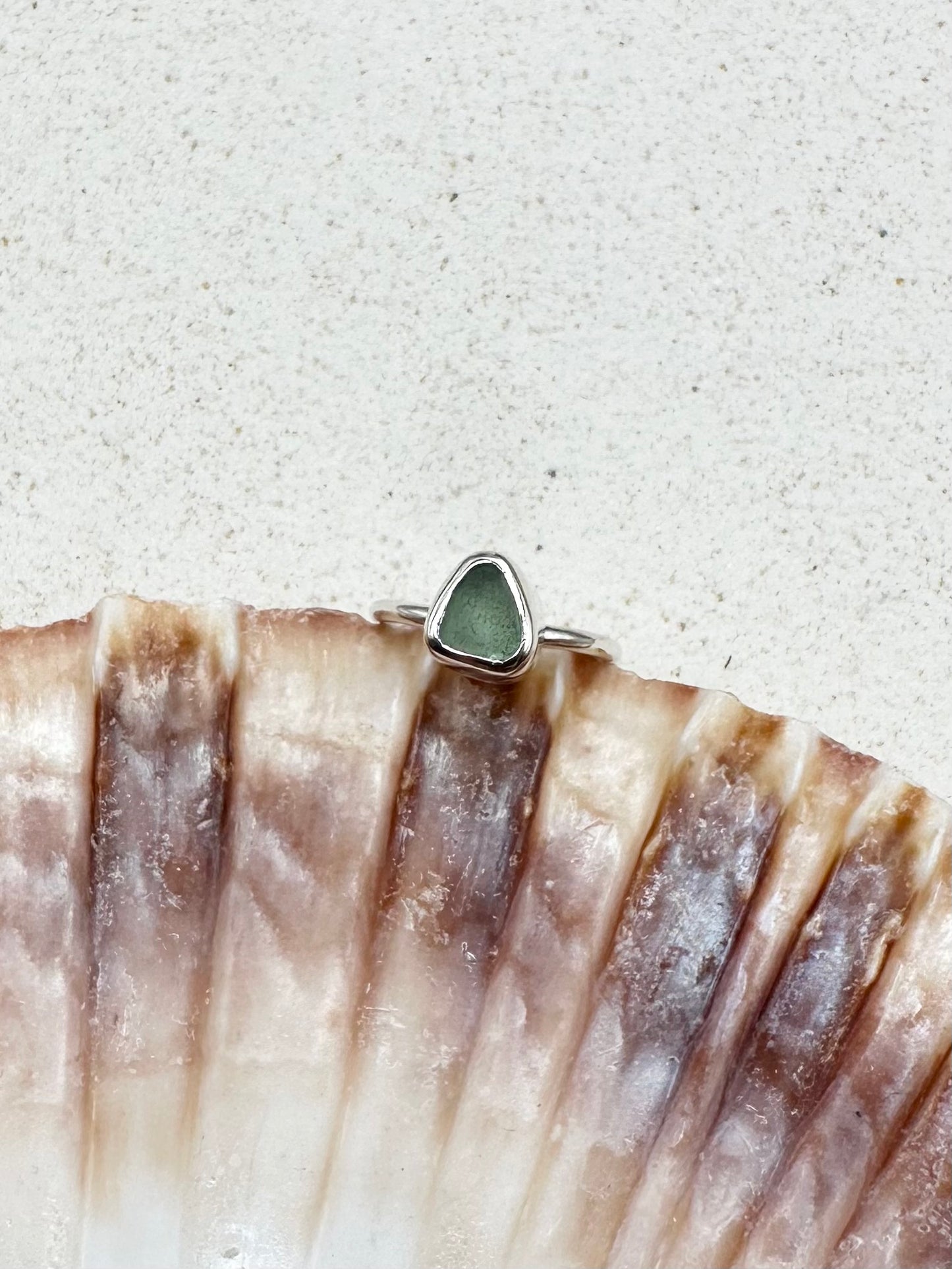 Light Blue Seaglass Ring Silver