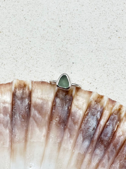 Light Blue Seaglass Ring Silver