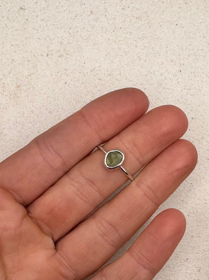 Green Seaglass Ring Silver