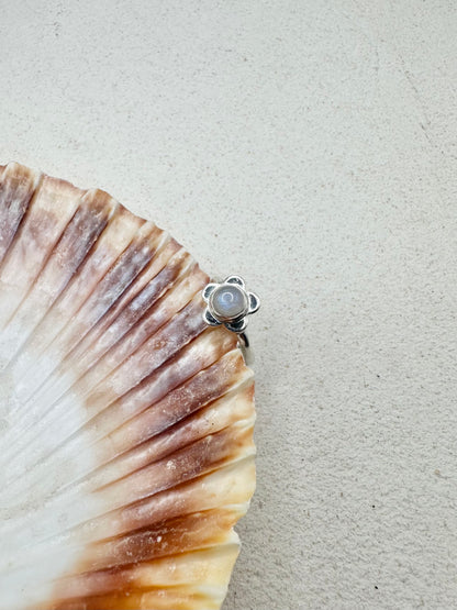 Moonstone Flower Ring Silver