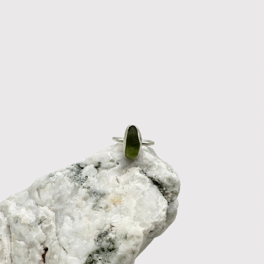 Sterling Silver & Seaglass Ring in Green