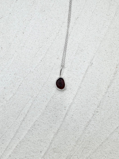 Amber Seaglass Pendant in Silver