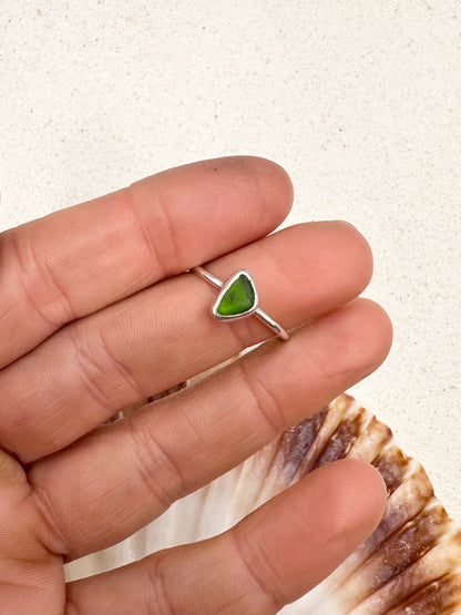 Green Seaglass Ring Silver
