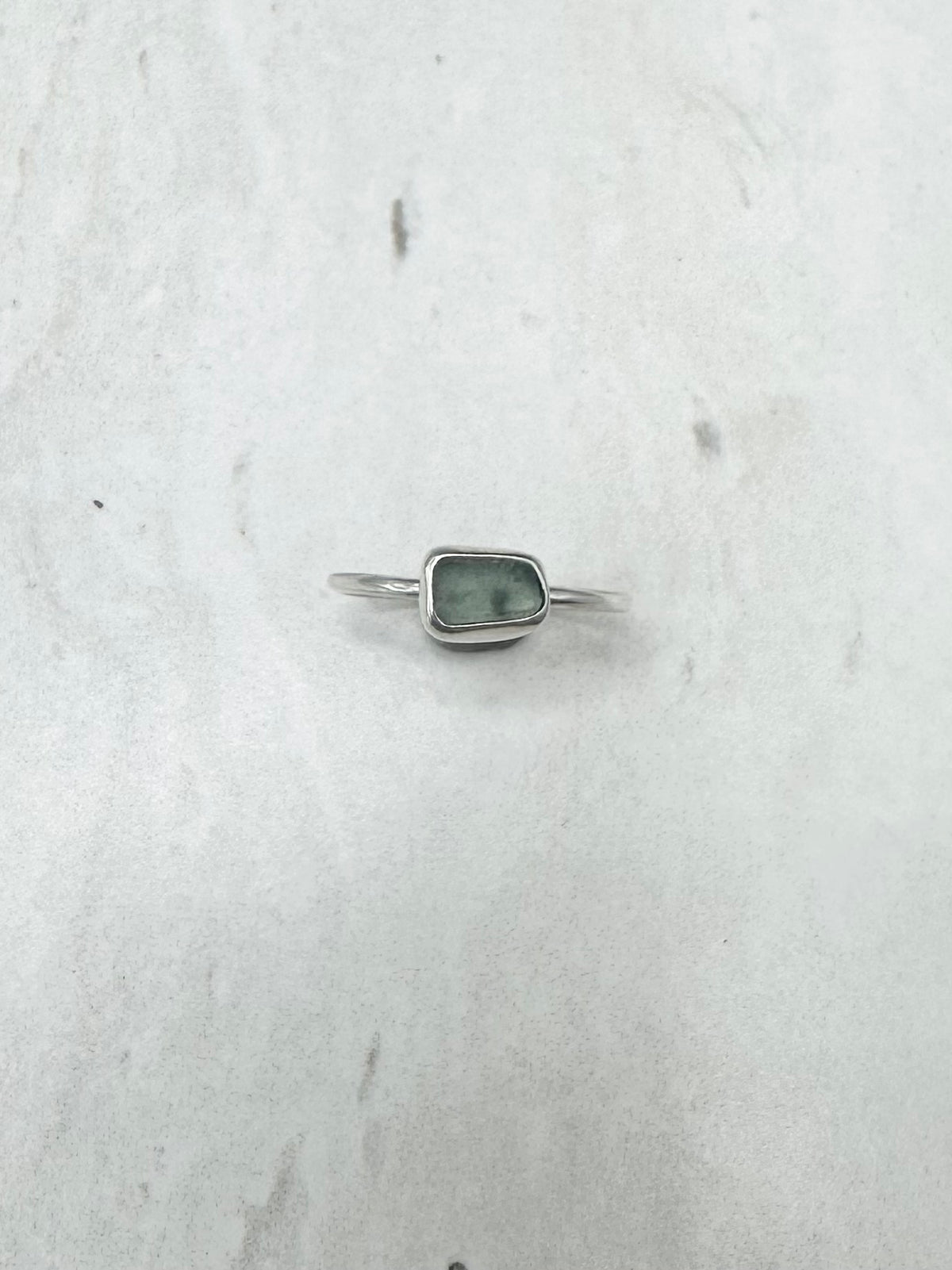 Light Teal Seaglass Ring Silver - P.5