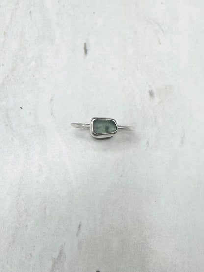 Light Teal Seaglass Ring Silver - P.5