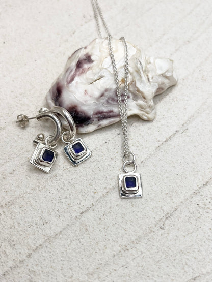 Blue Seaglass Set Silver