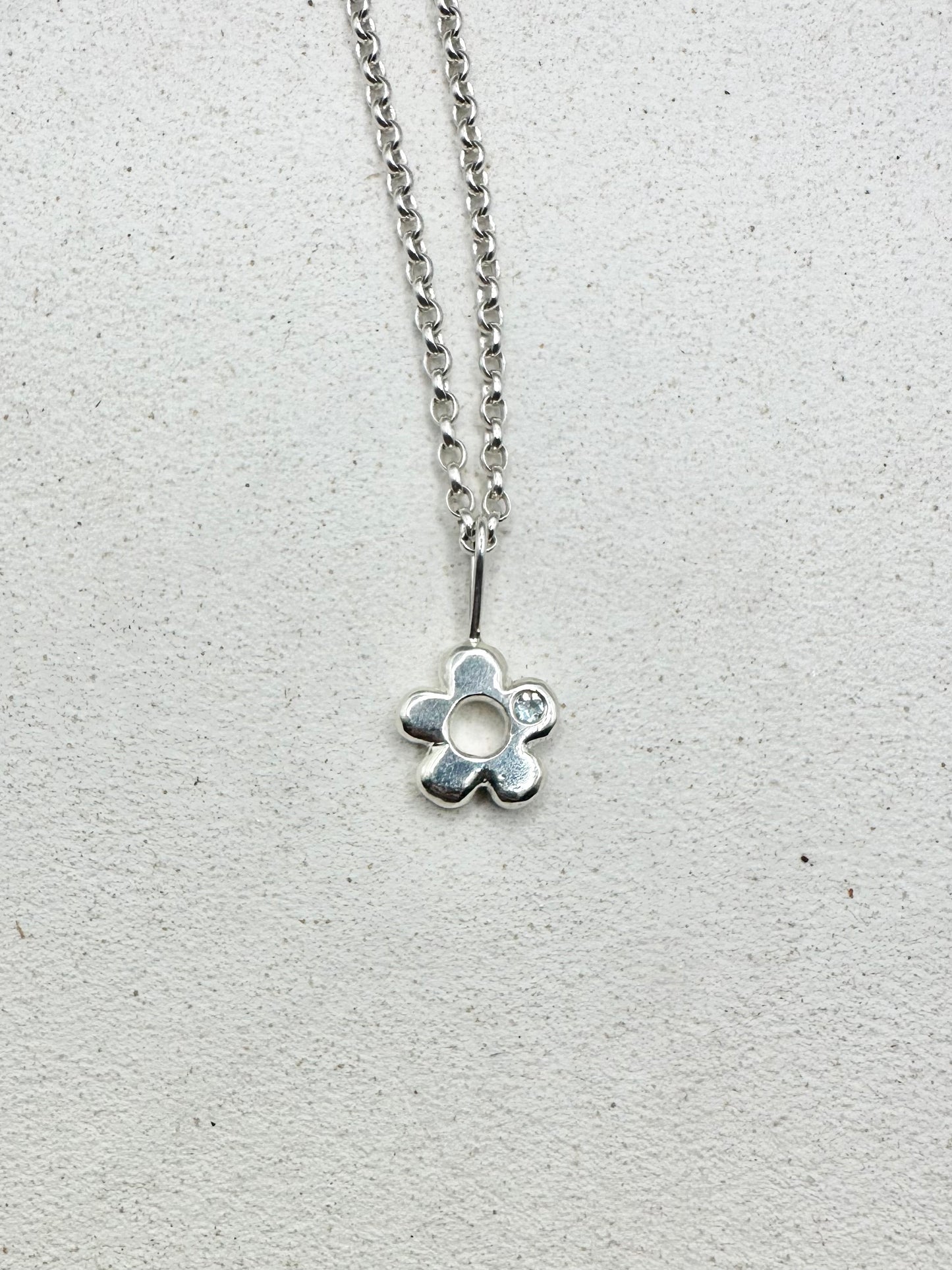 Chunky Flower Pendant Silver & Sapphire