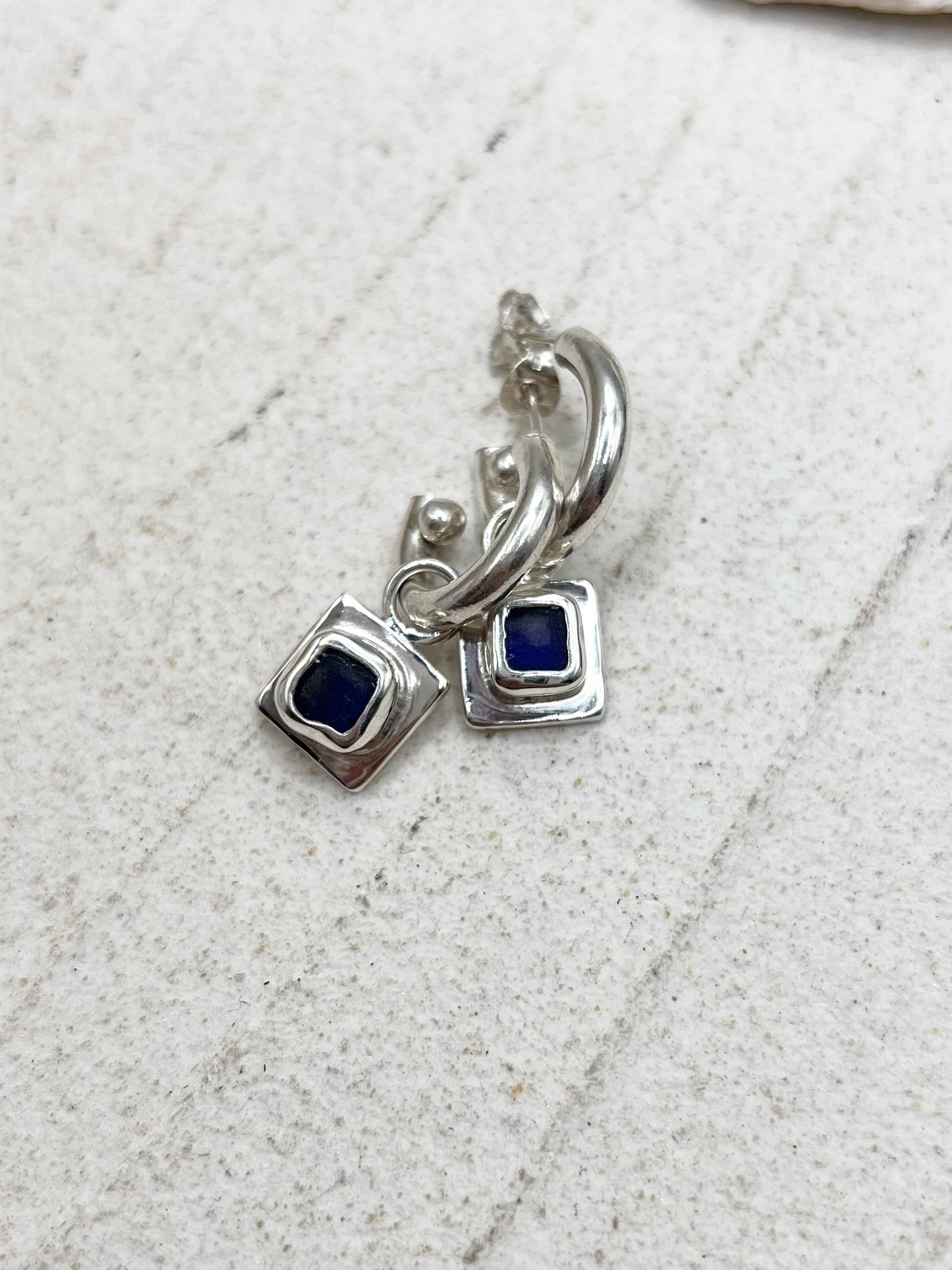 Blue Seaglass Set Silver