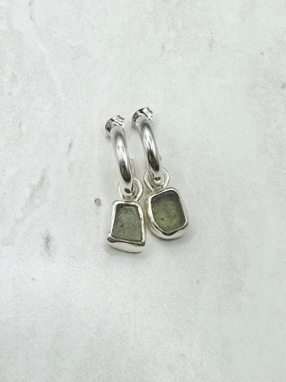 Green Seaglass Charms Silver