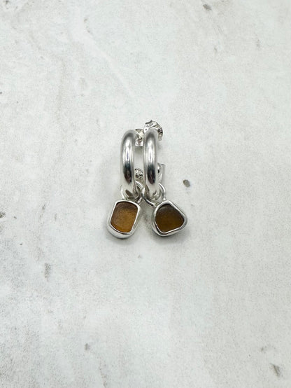 Amber Seaglass Charms Silver