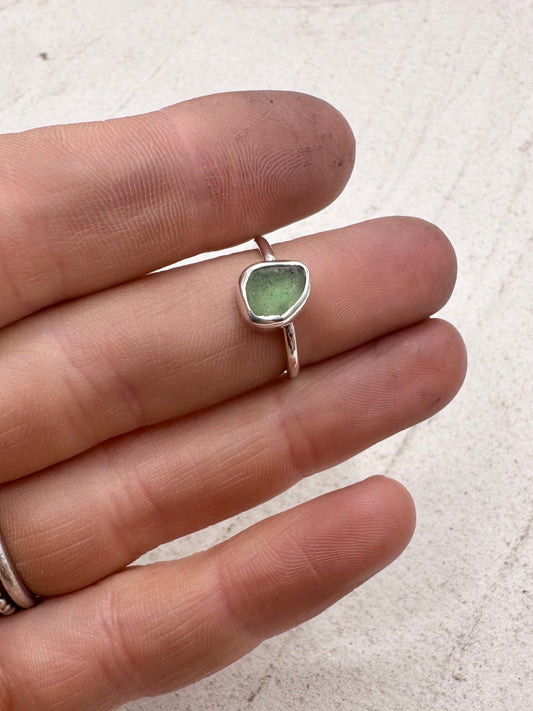 Light Blue Seaglass Ring in Silver