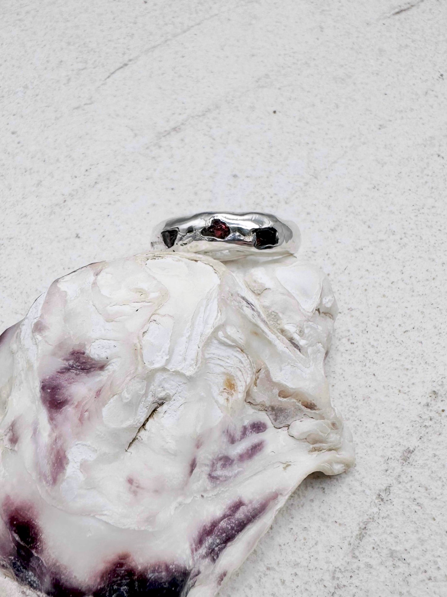 Raw Garnet Ring Silver