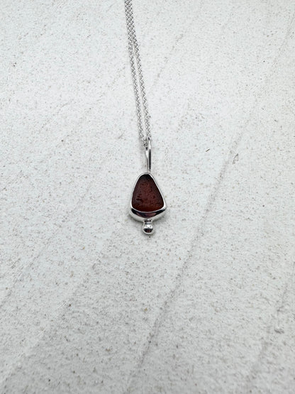 Amber Seaglass Pendant in Silver