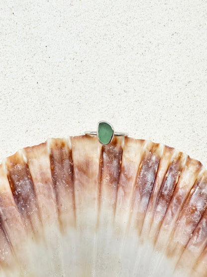 Light Green Seaglass Ring Silver