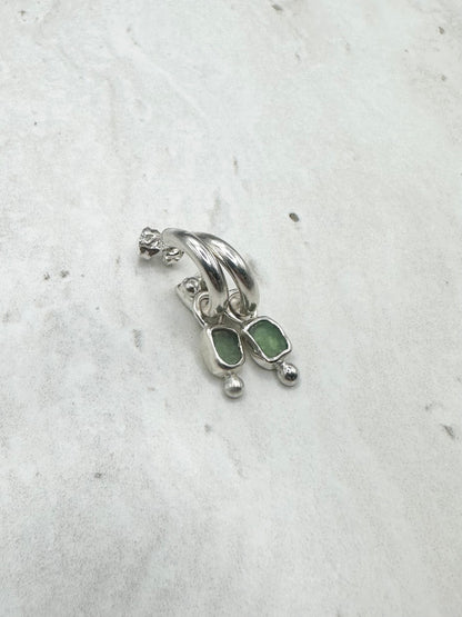 Green Seaglass Charms Silver